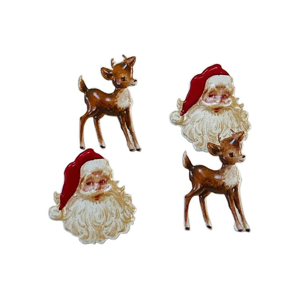 Shape Brads 12/Pkg, Santa/Deer