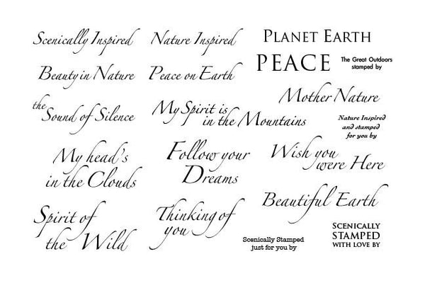 The Stampscapes® Scenic Sentiment Sheets, Unmounted, Sentiments Sheet 7 (Inspired, Peace)