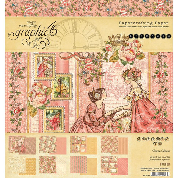 Graphic 45 Double-Sided Paper Pad 8"X8" 24/Pkg, Princess, 8 Designs/3 Each