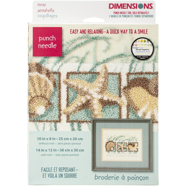 Dimensions, Punch Needle Kit 10"X8", Seashells