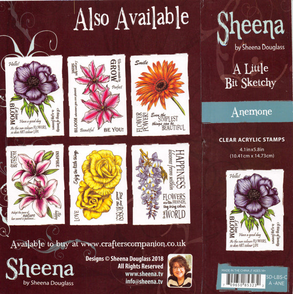 Sheena Douglass A Little Bit Sketchy A6 Clear Acrylic Stamp Set, Anemone