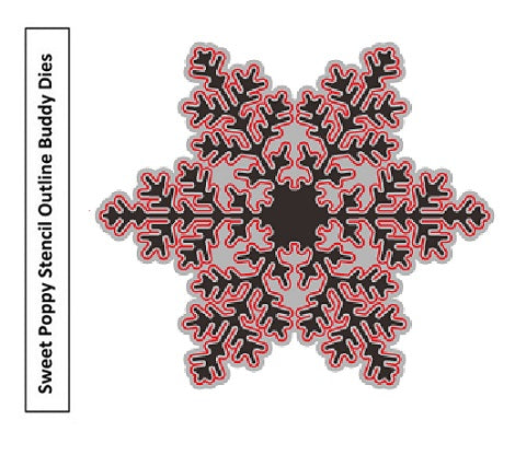 Sweet Poppy Stencil, Sweet Poppy Buddy Die: Snowflake Outline Die, Stainless Steel