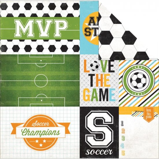 Echo Park Paper, Goal, Double-Sided Cardstock 12"X12", Soccer Journaling