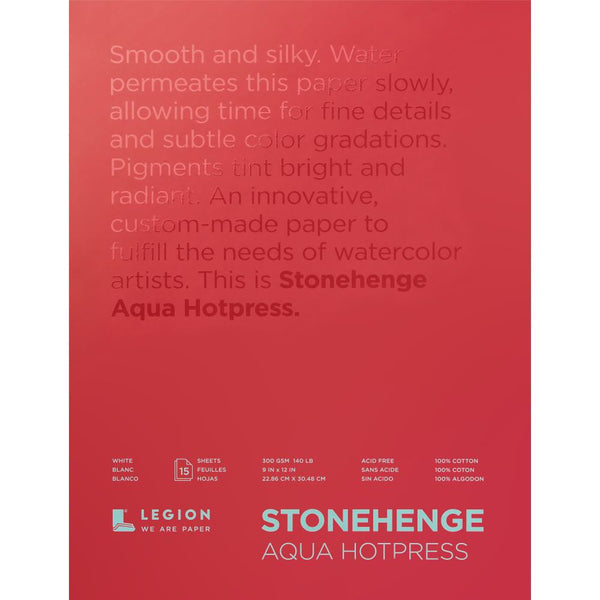 Stonehenge Aqua Block Hotpress Pad 9"X12" 15 Sheets/Pkg, White 140lb