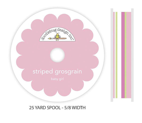 Doodlebug Grosgrain Ribbon 5/8", Baby Girl (Sold per Yard)