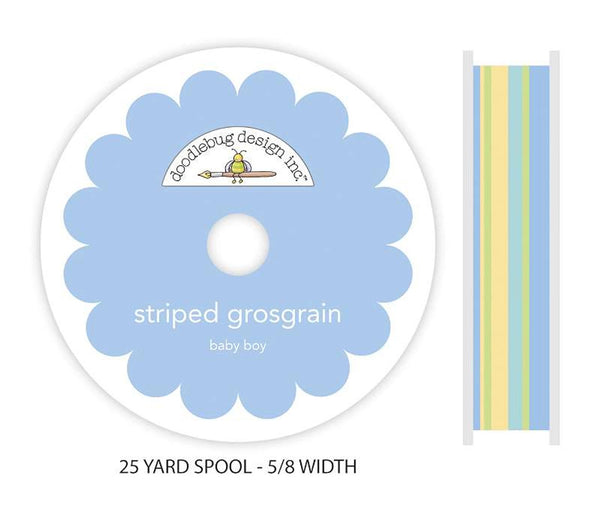 Doodlebug Grosgrain Ribbon 5/8", Baby Boy (Sold per Yard)