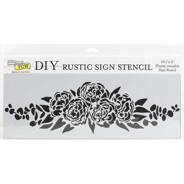 Crafter's Workshop, Rustic Sign Template 16.5"X6", Peony Spray