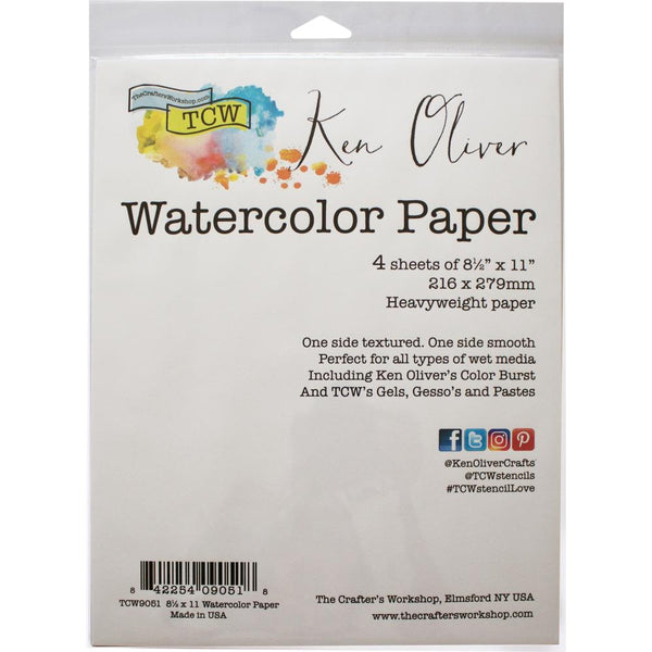 Crafters Workshop, Ken Oliver Watercolor Paper Pack 8.5"X11" 4/Pkg