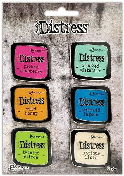 Tim Holtz Distress Enamel Collector Pin Set 6/Pkg, Set 1