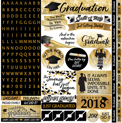 Reminisce, The Graduate Alpha Stickers 12"X12" 2018