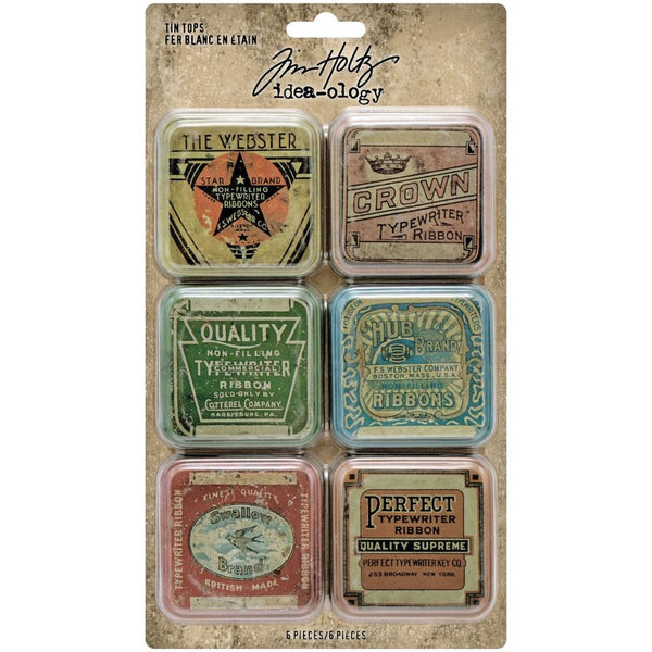 Tim Holtz Idea-Ology, Tin Tops, 6/Pkg (TH94128)