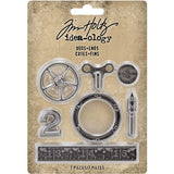 Tim Holtz Idea-Ology Metal Odds & Ends 7/Pkg, Antique Nickel