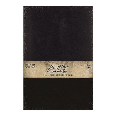 Tim Holtz, Idea-Ology Kraft-Stock Stack Cardstock Pad 6"X9" 24/Pkg, Black