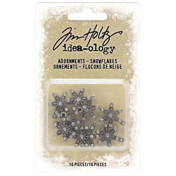 Tim Holtz Idea-Ology Metal Adornments 10/Pkg, Snowflakes