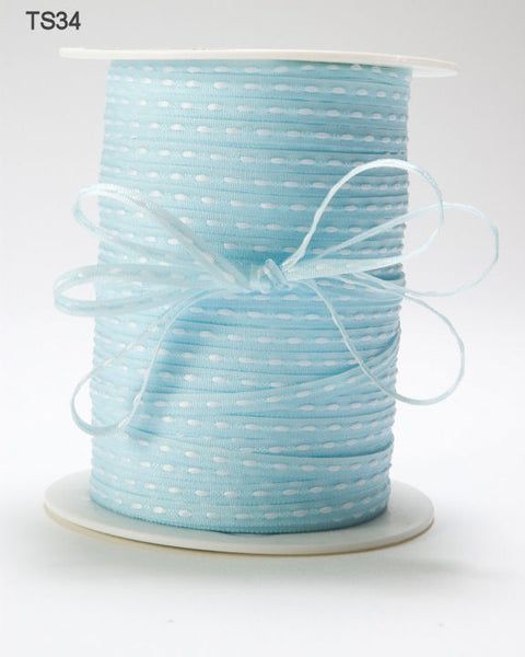 1/8 Inch Solid Stitched Center Ribbon, Light Blue - Scrapbooking Fairies