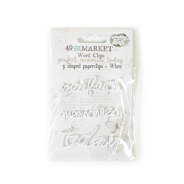 49 And Market Foundations Paper, Words Clips 3/Pkg, Vintage Artistry Essentials - White