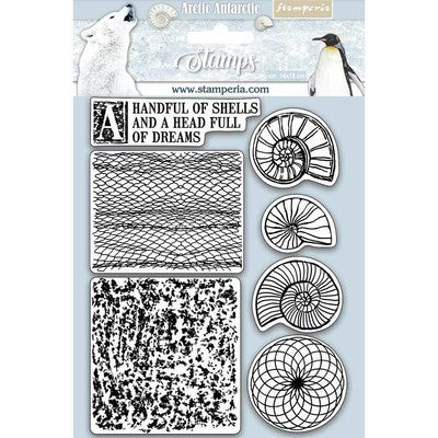 Stamperia, High Definition Cling Rubber Stamp 5.5"X7", Shells, Arctic Antarctic