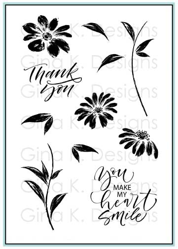 Gina K. Designs, Clear Stamps, Watercolor Flowers Stamp Set