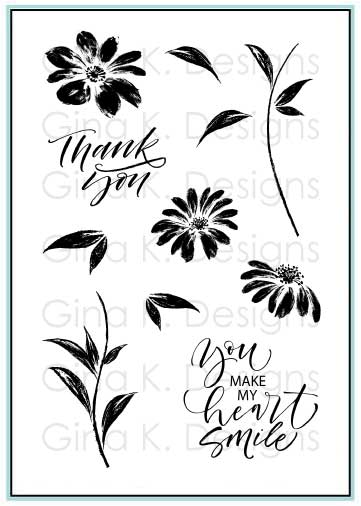 Gina K. Designs, Clear Stamps, Watercolor Flowers Stamp Set