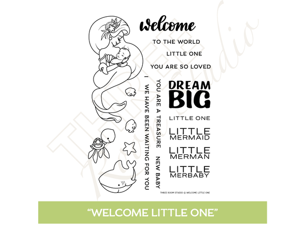 Three Room Studio, "Welcome Little One" Clear Stamp Set