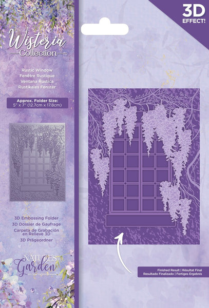 Crafter's Companion, Nature's Garden 3D Embossing Folder, Wisteria Collection, Rustic Window