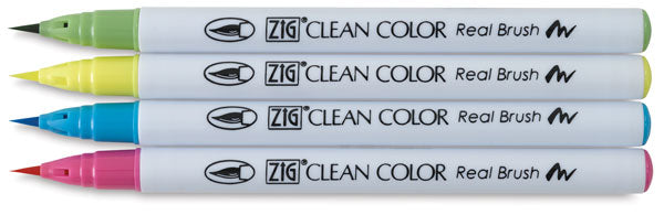 Kuretake - ZIG , Clean Color Real Brush Markers, 4/Pkg - Pop - Scrapbooking Fairies