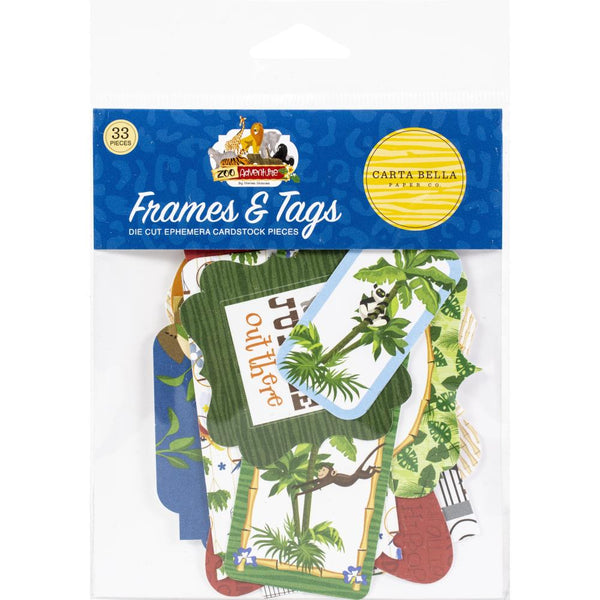 Carta Bella Cardstock Ephemera 33/Pkg, Frames & Tags, Zoo Adventure