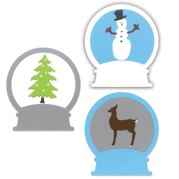 Sizzix, Bigz L Die, Classroom Series, Snowglobe w/Deer & Snowman (Retired)