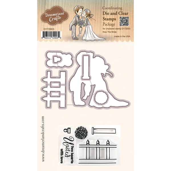Dreamerland Crafts, Coordinating Die and Clear Stamps Package, Kiss The Bride