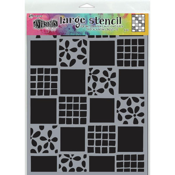 Dyan Reaveley's Dylusions Stencils 9"X12", Sqaure Dance, Large