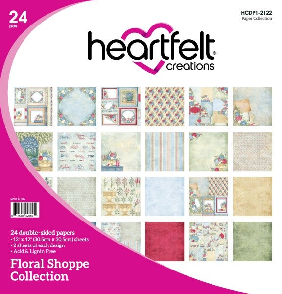 Heartfelt Creations Double-Sided Paper Pad 12"X12" 24/Pkg, Floral Shoppe