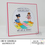 Stampingbella, Cling Stamps, Tiny Townie Playing Hopscotch