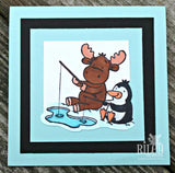 Riley & Company, Rubber Stamps, Ice Fishing Riley with Percy