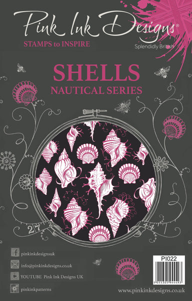 Pink Ink Designs, A5 Clear Stamps Set, Shells