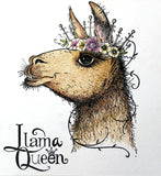 Pink Ink Designs, A5 Clear Stamps Set, Llama Queen