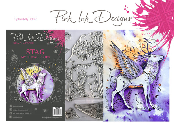 Pink Ink Designs A5 Clear Stamp, Stag, Mythical Series