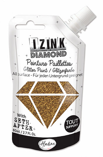 Aladine IZINK Diamond Glitter Paint 80ml, Golden Bronze