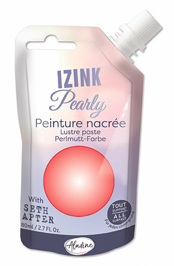Aladine IZINK Pearly Lustre Paste by Seth Apter, Coral Crush (Corail), 80ml