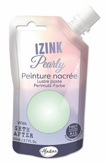 Aladine IZINK Pearly Lustre Paste by Seth Apter, Peppermint Cream (Vert d'eau), 80ml