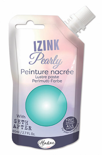 Aladine IZINK Pearly Lustre Paste by Seth Apter, Sky Green (Vert Menthe), 80ml