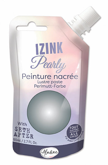 Aladine IZINK Pearly Lustre Paste by Seth Apter, Pewter (Argent), 80ml