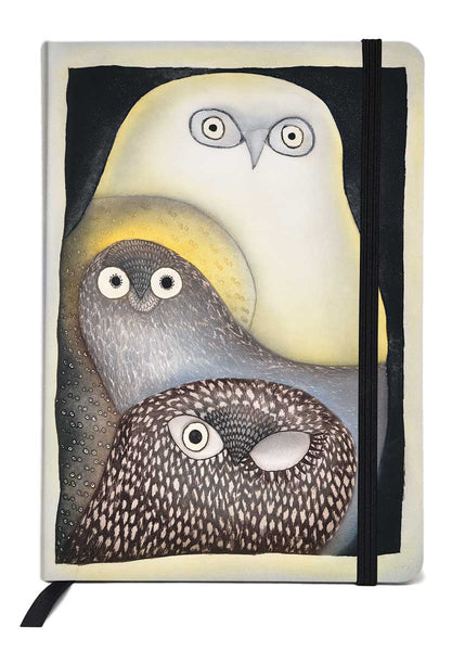 Canadian Art Prints, Indigenous Collection, Line Journal, Owls in Moonlight by Ningiukulu Teevee