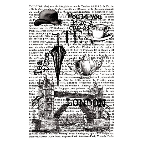 Artemio Cling Stamps 3.93"X5.7"-London W/Text In Background - Scrapbooking Fairies