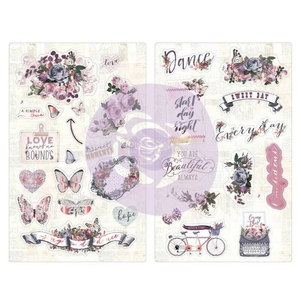 Prima Marketing, Lavender Collection, Chipboard Stickers 30/Pkg Icons W/Foil Accents