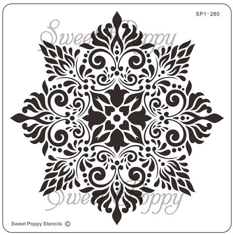 Sweet Poppy Stencil, Damask Flower, Stainless Steel