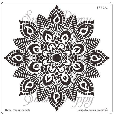 Sweet Poppy Stencil, Mehndi Flower, Stainless Steel