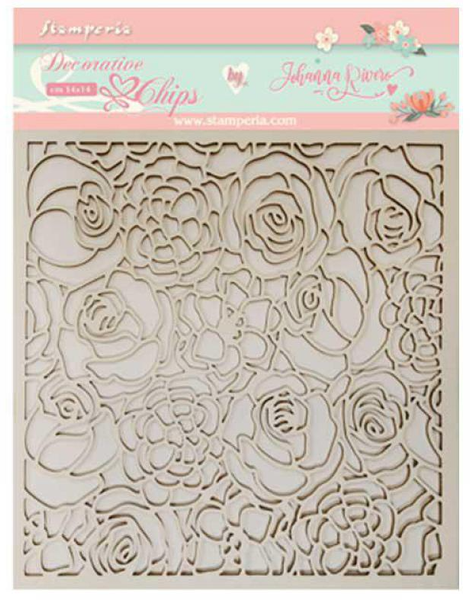 Stamperia Decorative Chips 5.5"X5.5", Texture of Roses