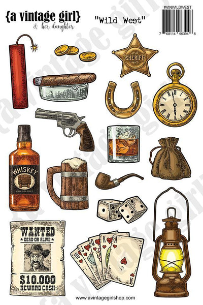 A Vintage Girl & her daughter, Wild West Sticker Set